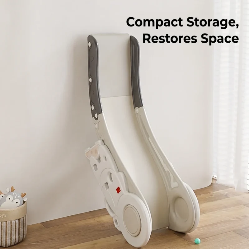 Extended baby sliding toy designed with a 40-degree gentle slope and three-stage velocity profile ensuring a steady safe landing.