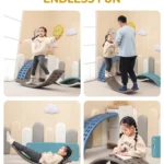 Smooth rounded edges and anti-collision design on children's safety wobble balance board.