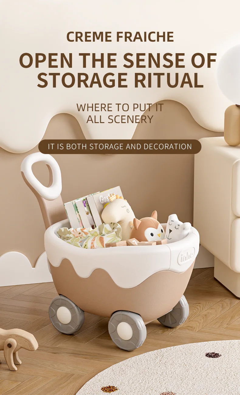 cream colored toy storage cart (2)