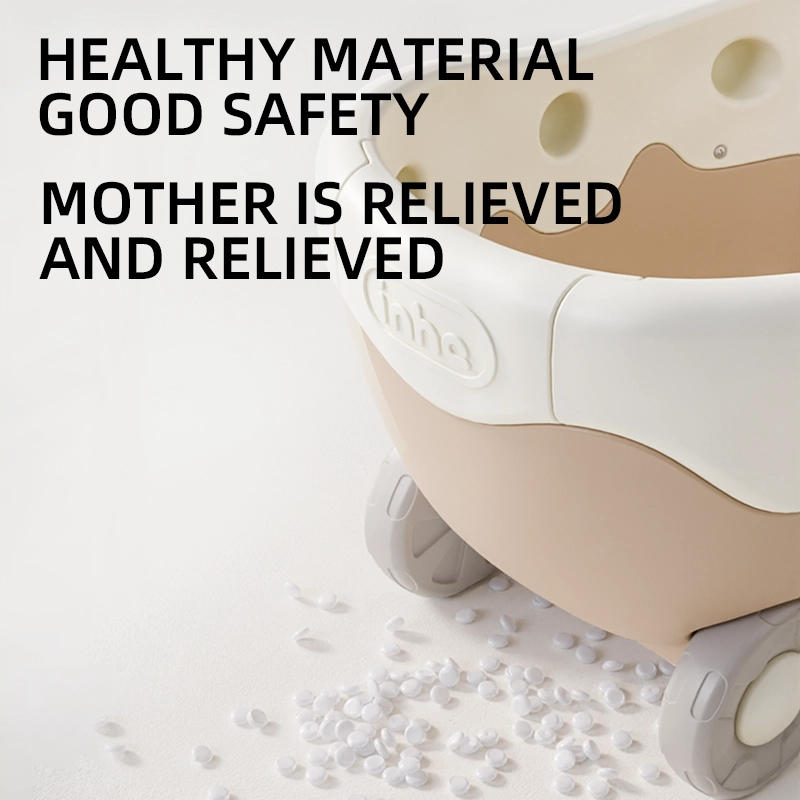 Cream colored toddler rolling toy storage cart designed to cultivate baby's early organization habits in modern playrooms.