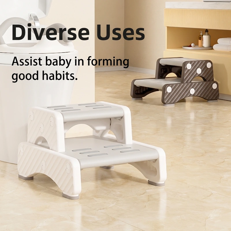 Inhekids premium minimalist kids step stool and toddler two-step ladder for bathroom and kitchen.
