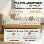 A close-up view of the robust L-shaped base connector of the Inhekids bed guard rail made with durable non-toxic materials, manufactured in China.