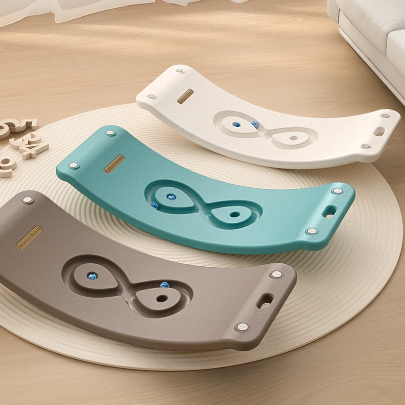 Ergonomic integrated cutout carry handles on lightweight children's plastic balance board for OEM.