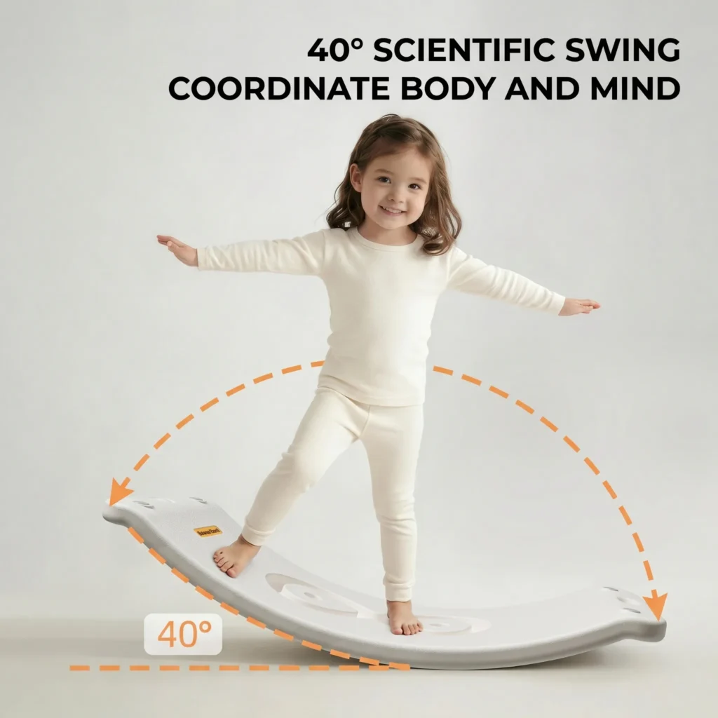 Premium non-slip texture and non-toxic blow-molded plastic finish on toddler balance board.
