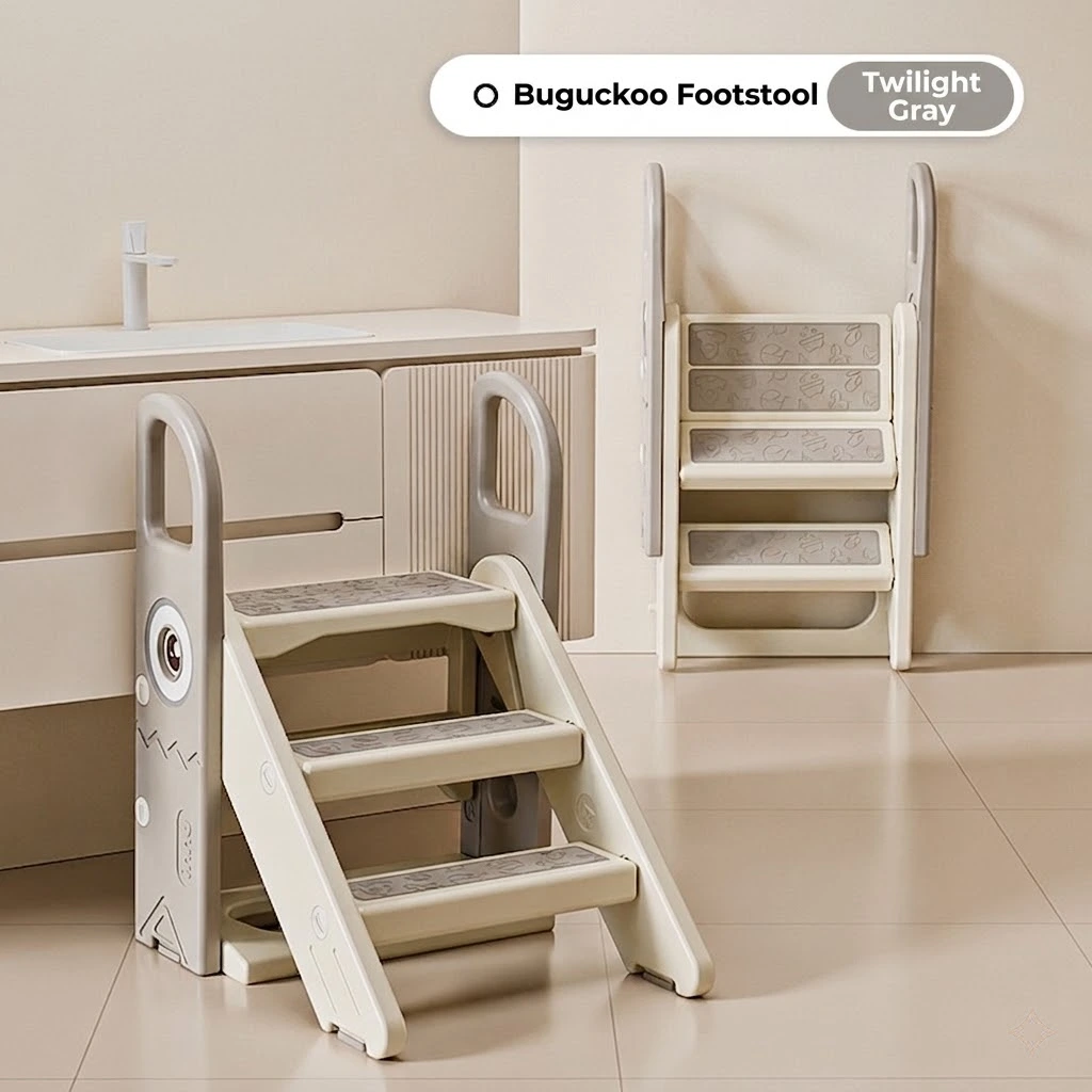 Reinforced bottom structural ribs on toddler step stool ensuring high weight capacity for OEM.