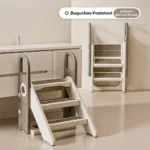Smooth rounded edges and anti-collision design on preschool children's plastic step stool.