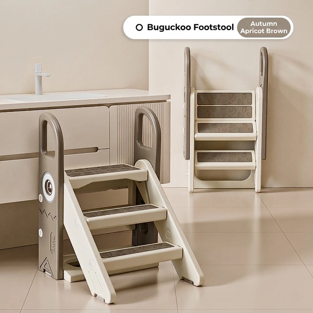 Smooth rounded edges and anti-collision design on preschool children's plastic step stool.