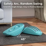 Scientific 45-degree safety arc design on heavy-duty toddler balance board for indoor physical therapy.