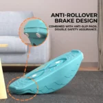 Bottom anti-rollover brake design and anti-slip pads on toddler plastic wobble board for safe preschool play.