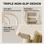 Premium non-slip cloud texture surface on children's safety step stool manufactured by Inhekids.