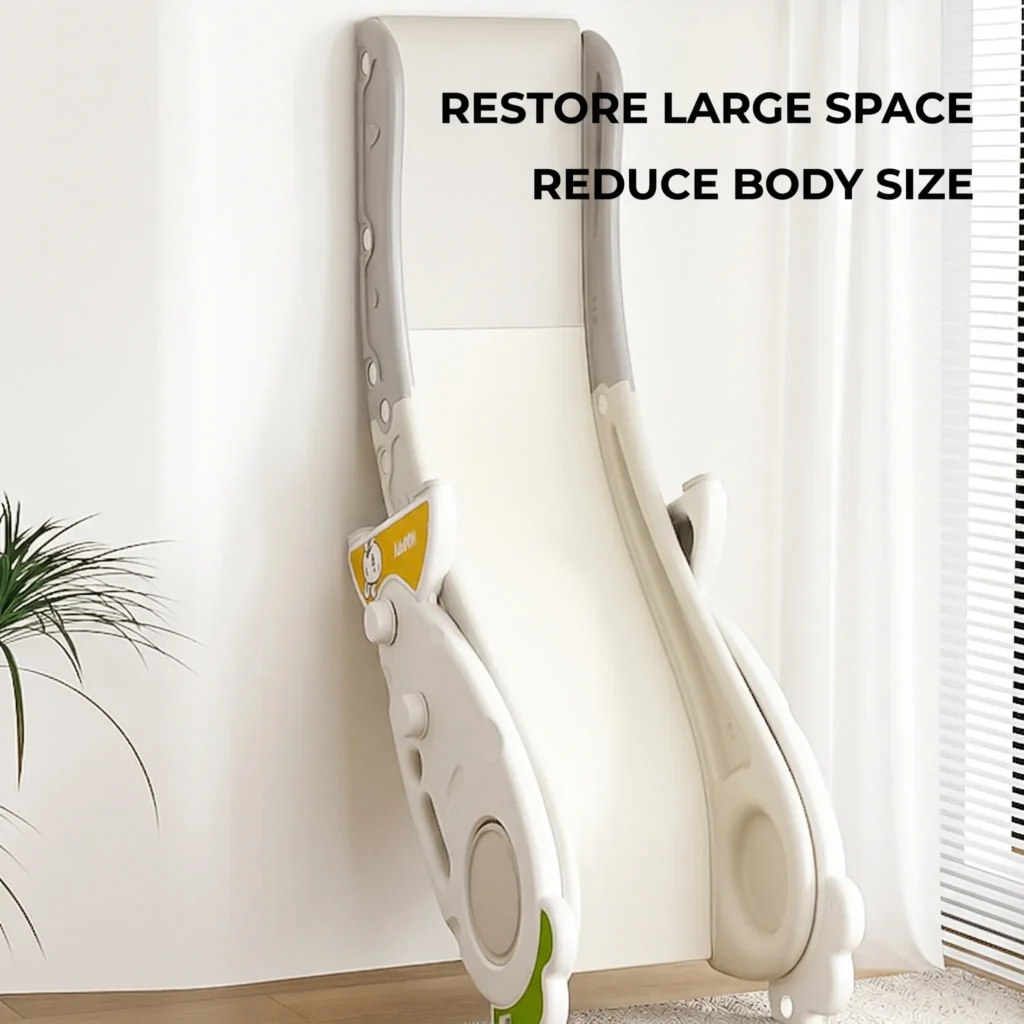 Stable triangle support structure on a freestanding toddler gym slide, allowing babies to climb and play with complete peace of mind.