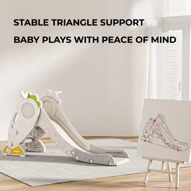 Kids extended slide designed with a 40-degree gentle slope and three-stage buffer variation to ensure babies land smoothly and safely.
