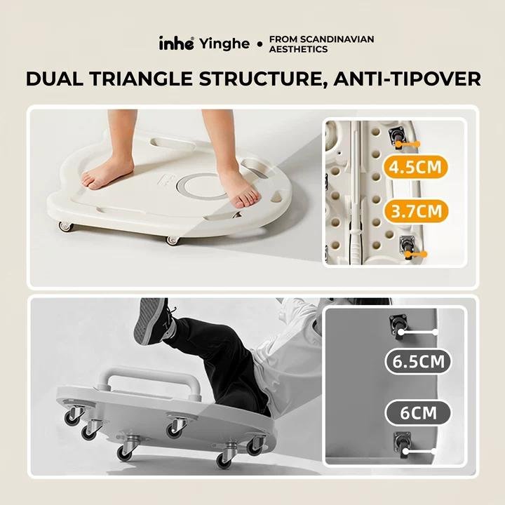Inhekids premium minimalist stealth fighter sensory scooter board with Scandinavian aesthetics for toddler development.