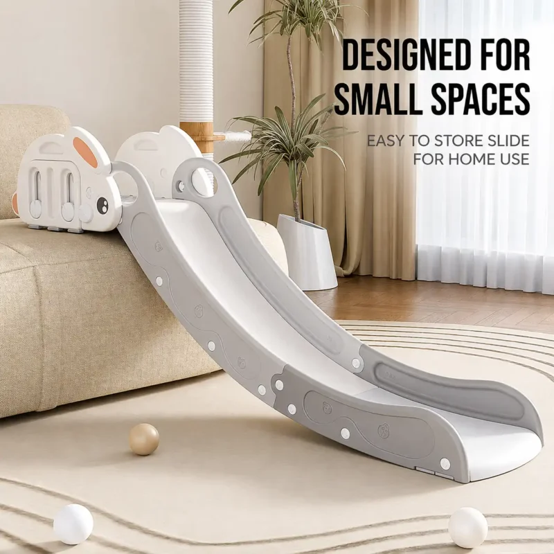Versatile bunny play slide with height adjustment, direct supply for wholesale childcare furniture buyers.