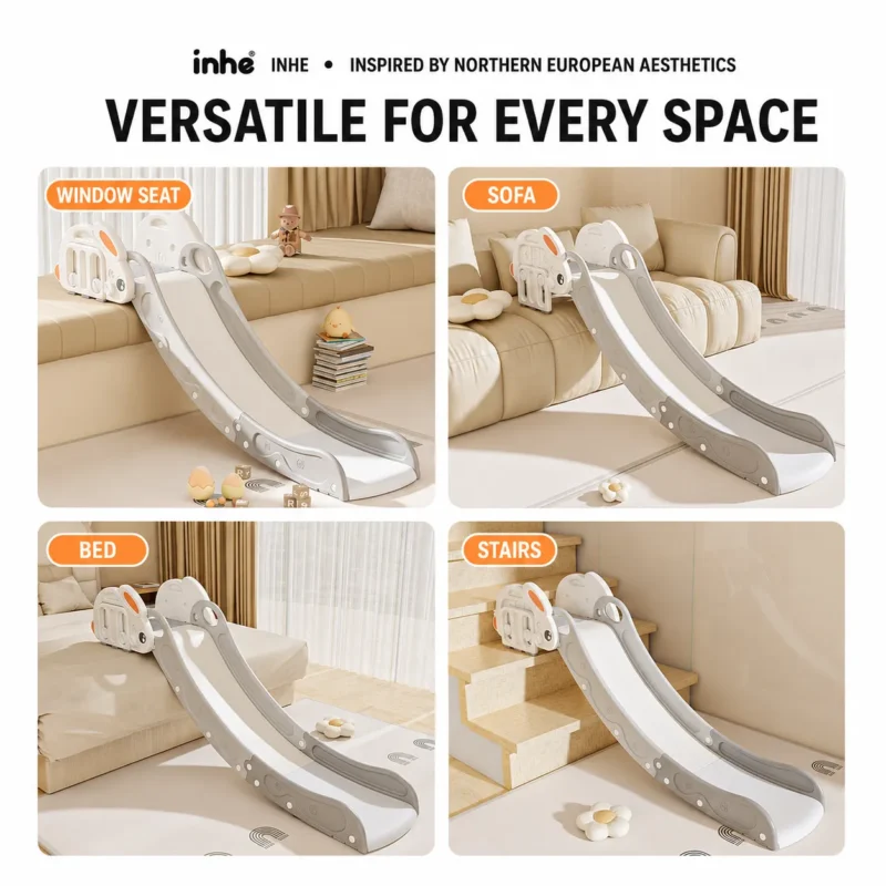 High-traffic commercial bunny playground slide, heavy-duty HDPE design for daycare facilities.