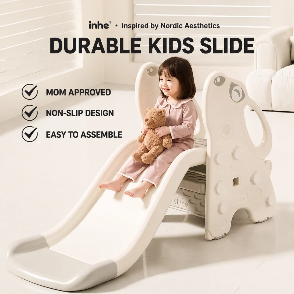 Durable commercial puppy play slide made from certified non-toxic HDPE, meeting global safety standards.