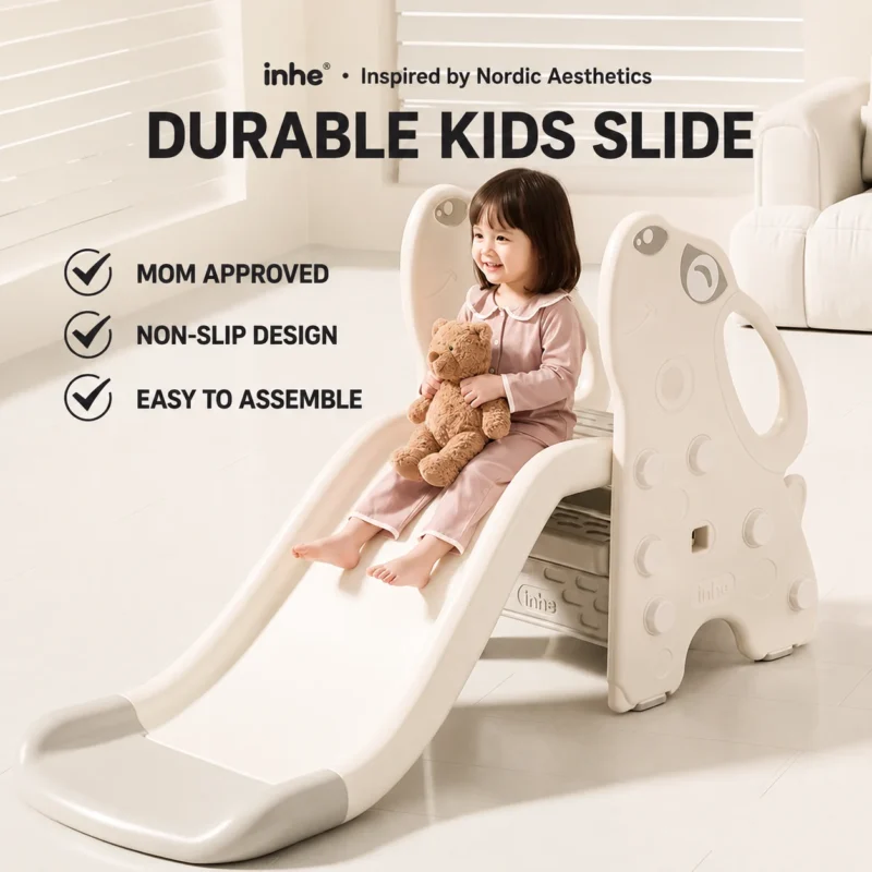 Durable commercial puppy play slide made from certified non-toxic HDPE, meeting global safety standards.