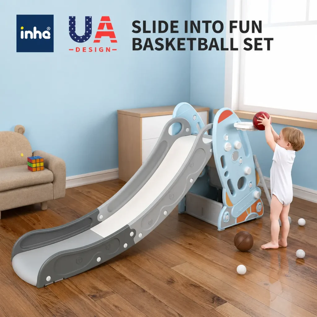 High-traffic commercial rocket slide for indoor play centers, professional grade kindergarten equipment.