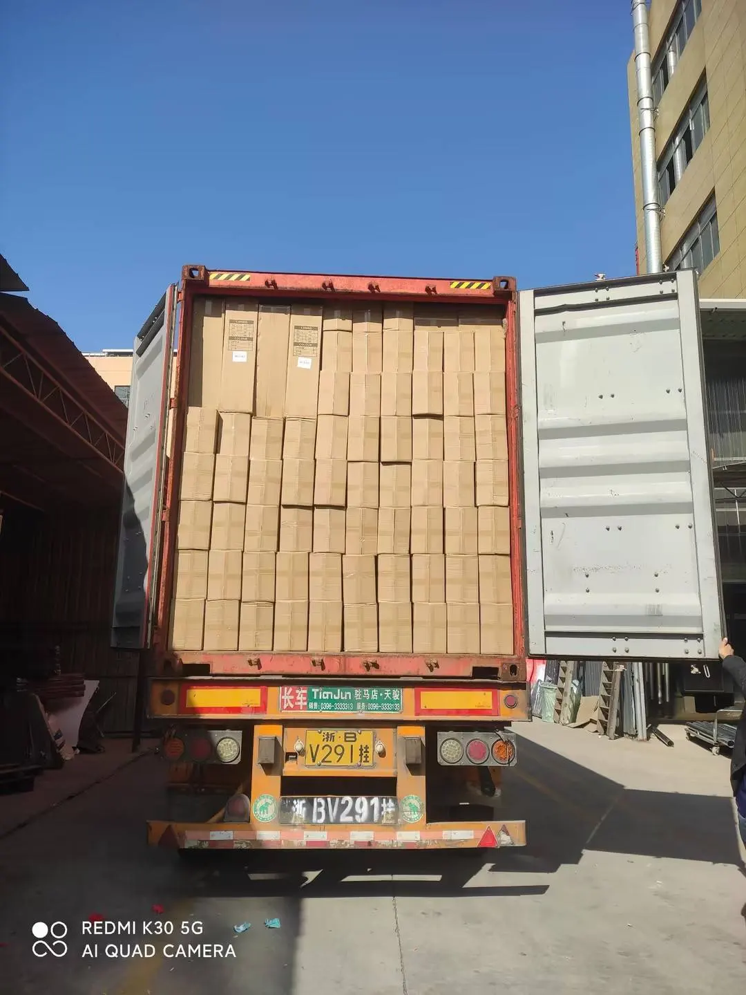 Fully loaded 40HQ export container filled with neatly stacked children furniture cartons at Inhekids factory