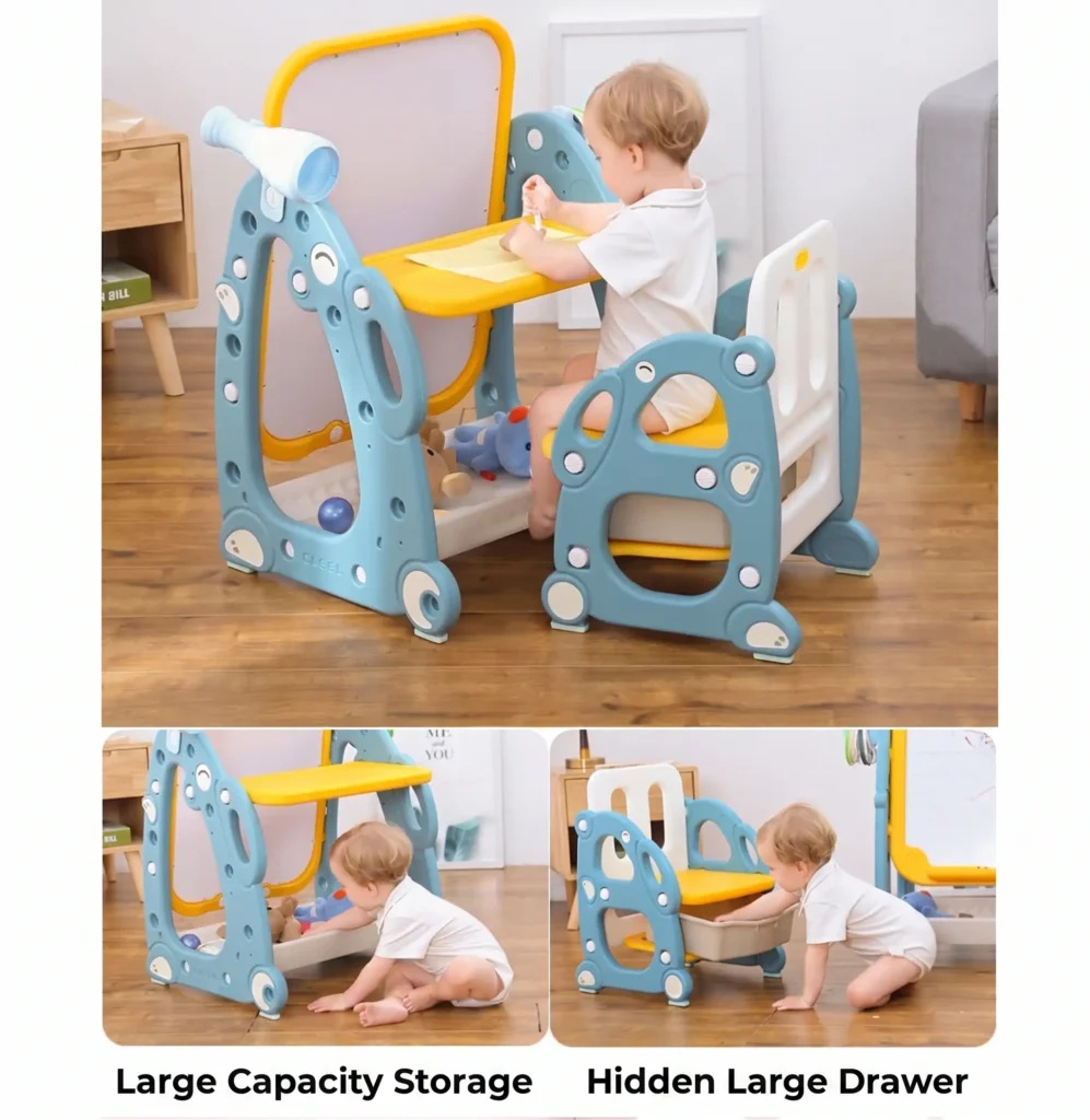 iHeight-adjustable double-sided kids art easel by Inhekids factory.