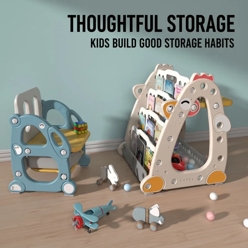 Double-sided magnetic kids art easel with whiteboard and chalkboard from China factory.