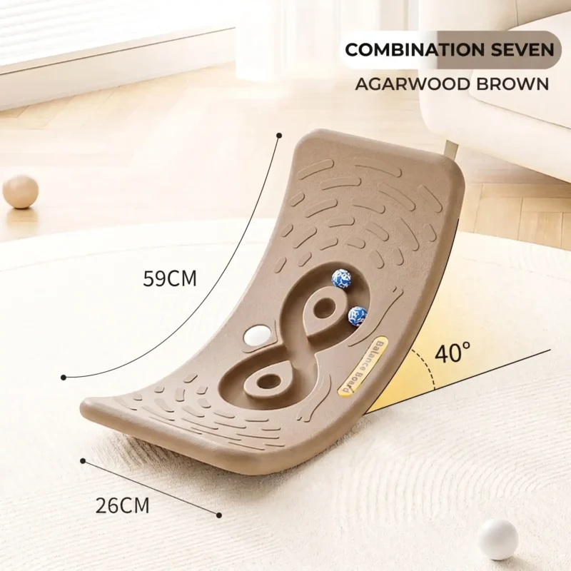 Agarwood brown premium plastic wobble toy blending seamlessly into modern playroom aesthetics for B2B bulk buyers.