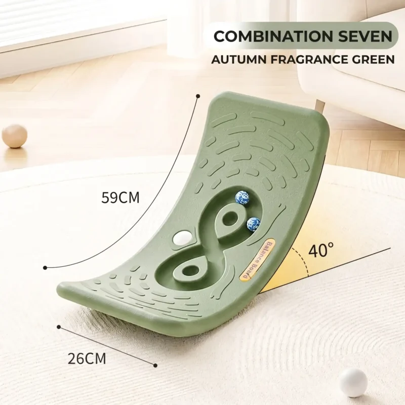 Autumn fragrance green children's balance trainer board featuring an infinity track to improve preschool kids concentration.