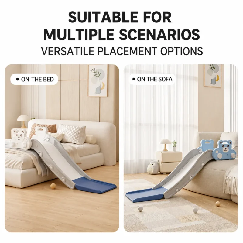 Safety-certified precision injection molded bear slide, durable institutional-grade design for overseas retail chains.