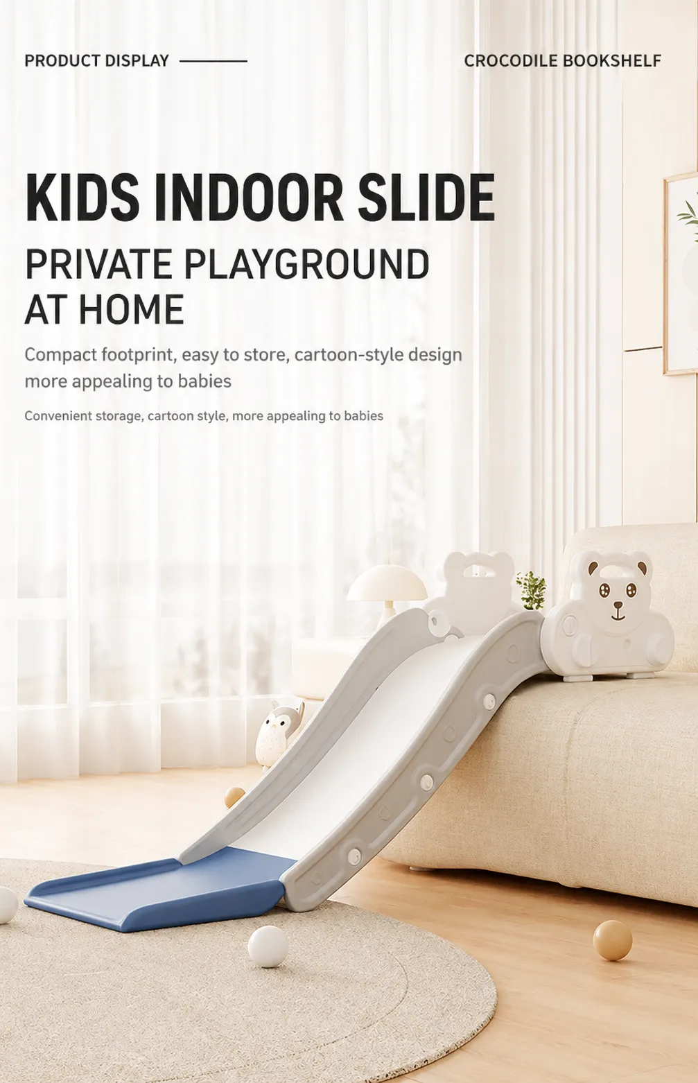 kids bear themed indoor play slide stable triangle support 0