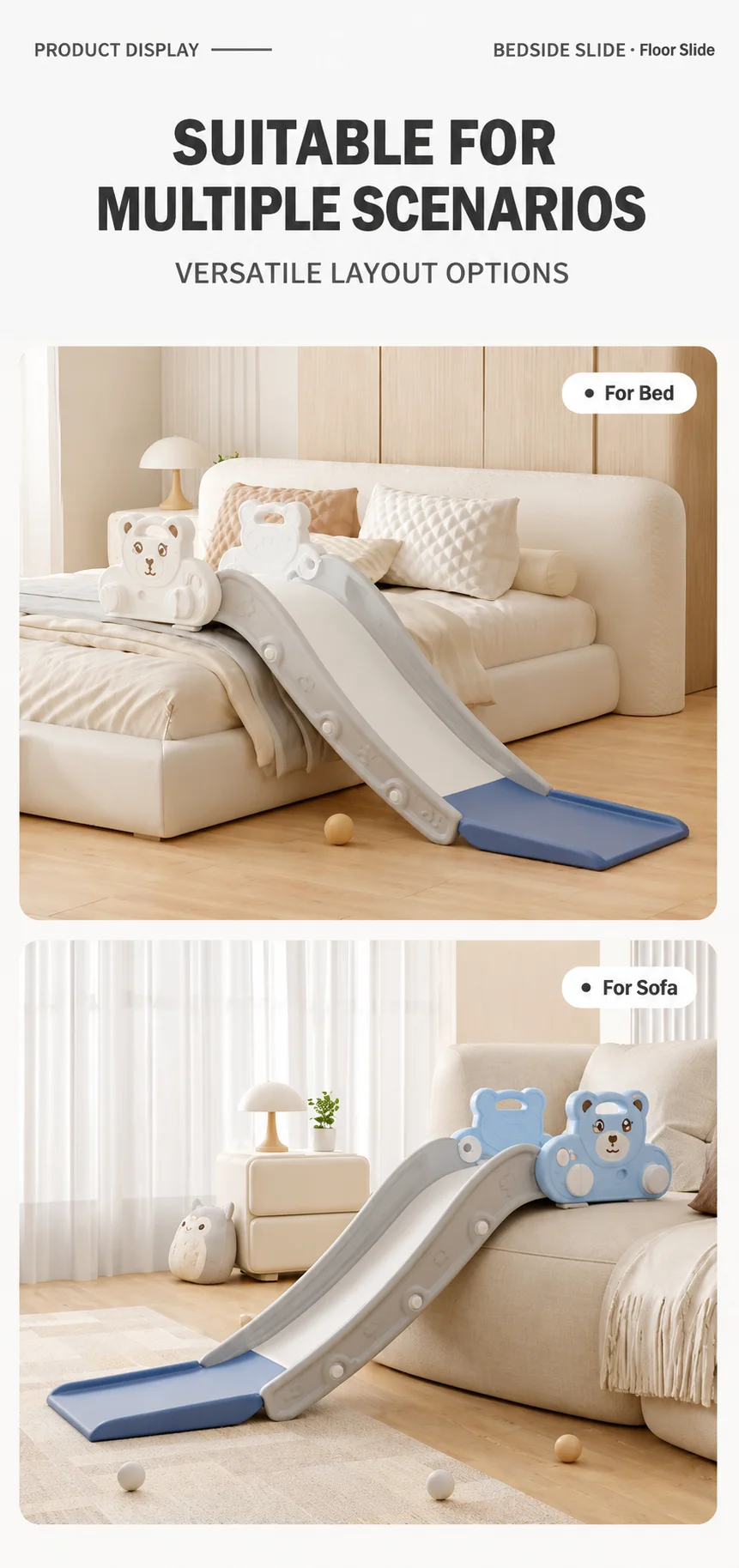 kids bear themed indoor play slide stable triangle support 8