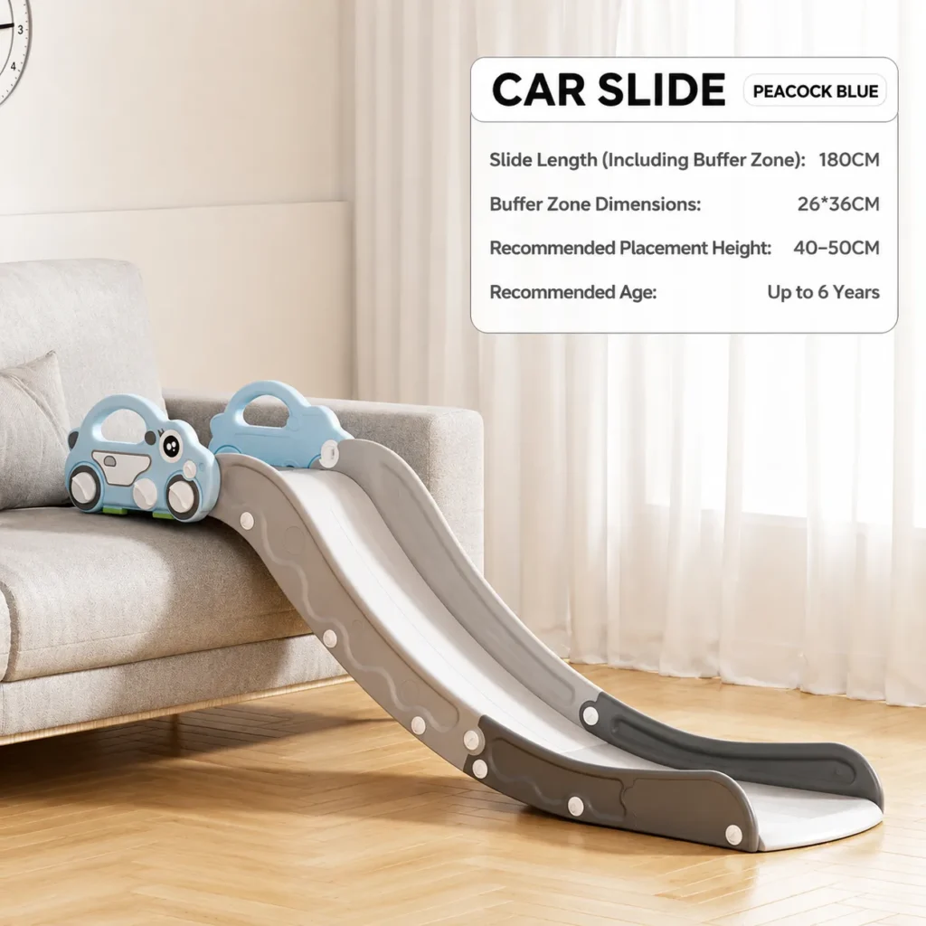 Wholesale car-themed indoor play slide, factory-direct OEM/ODM supplier for Amazon, Lazada sellers, and global retailers.