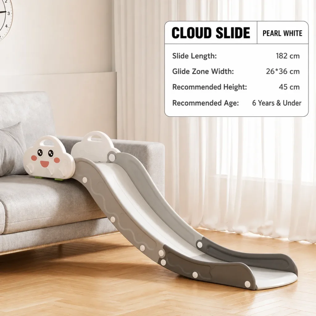 Wholesale commercial cloud-themed indoor play slide, institutional-grade playground equipment for daycare and kindergarten facilities.