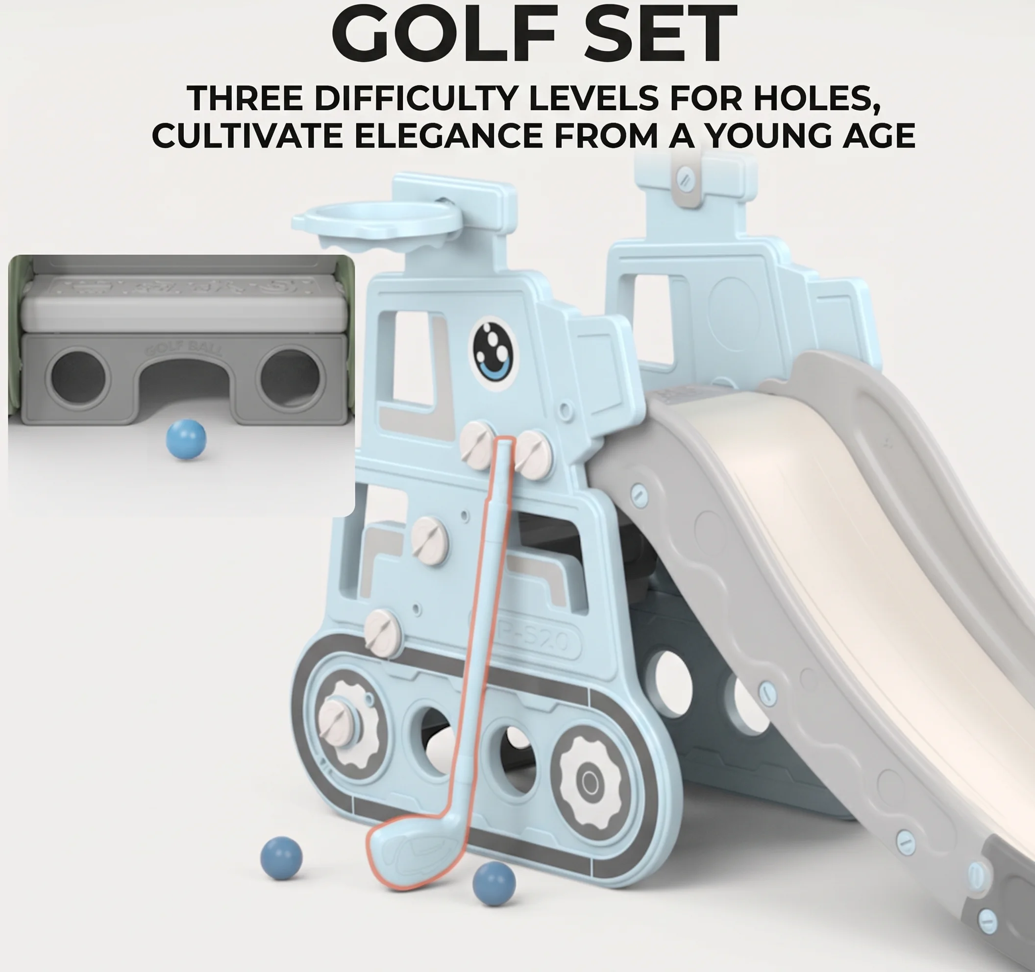 kids excavator slide playroom foldable 4