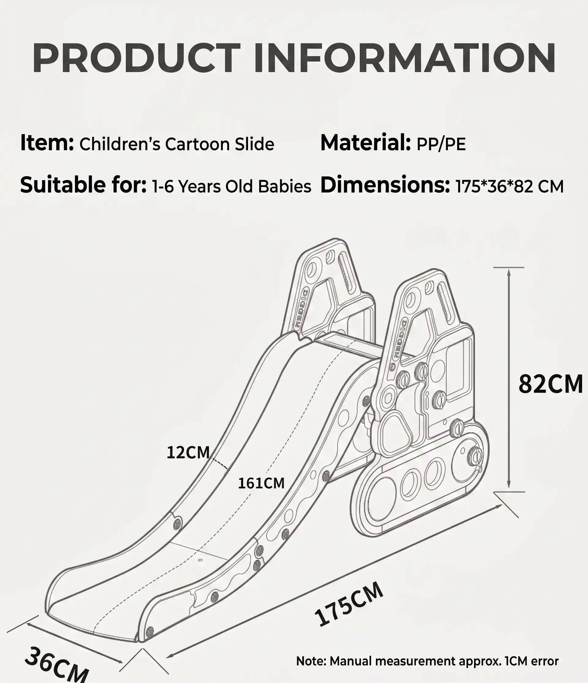 kids excavator slide playroom foldable 9
