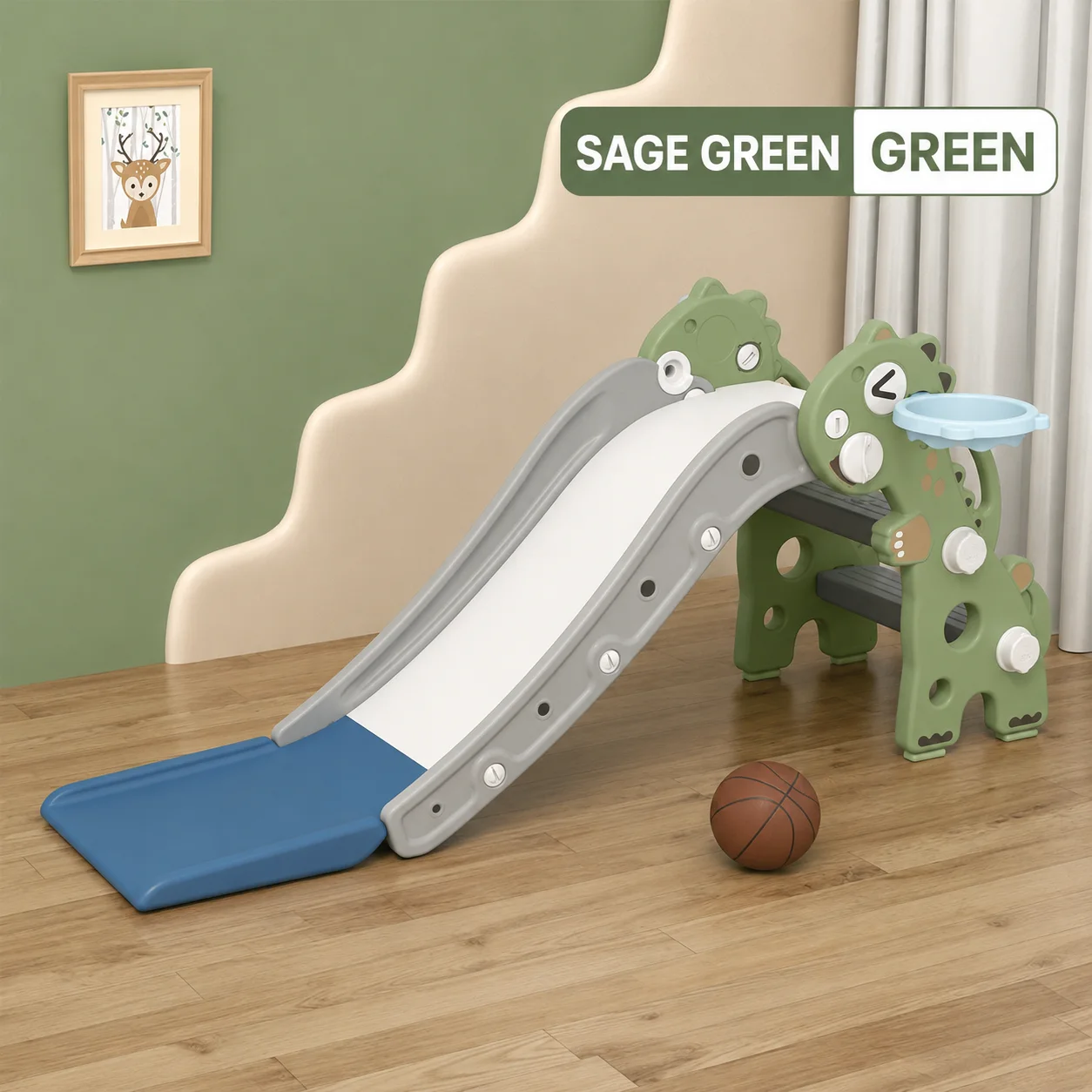kids t rex themed indoor play smooth buffer zone slide 12