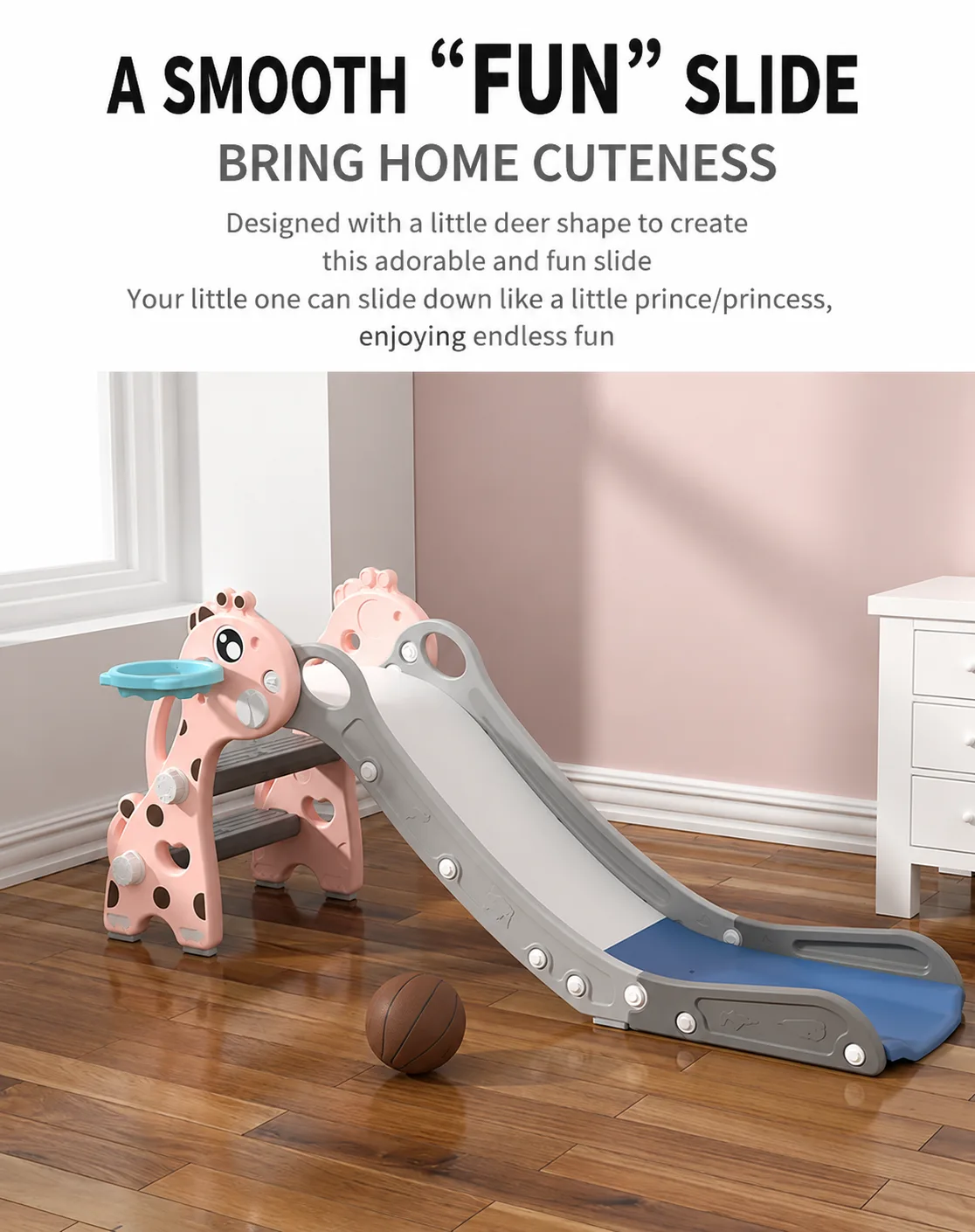 kids wholesale princess deer themed indoor play slide 2
