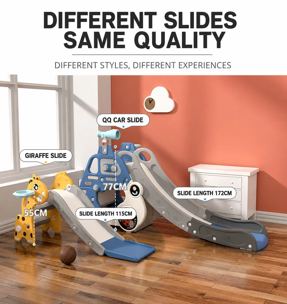 kids wholesale princess deer themed indoor play slide 8