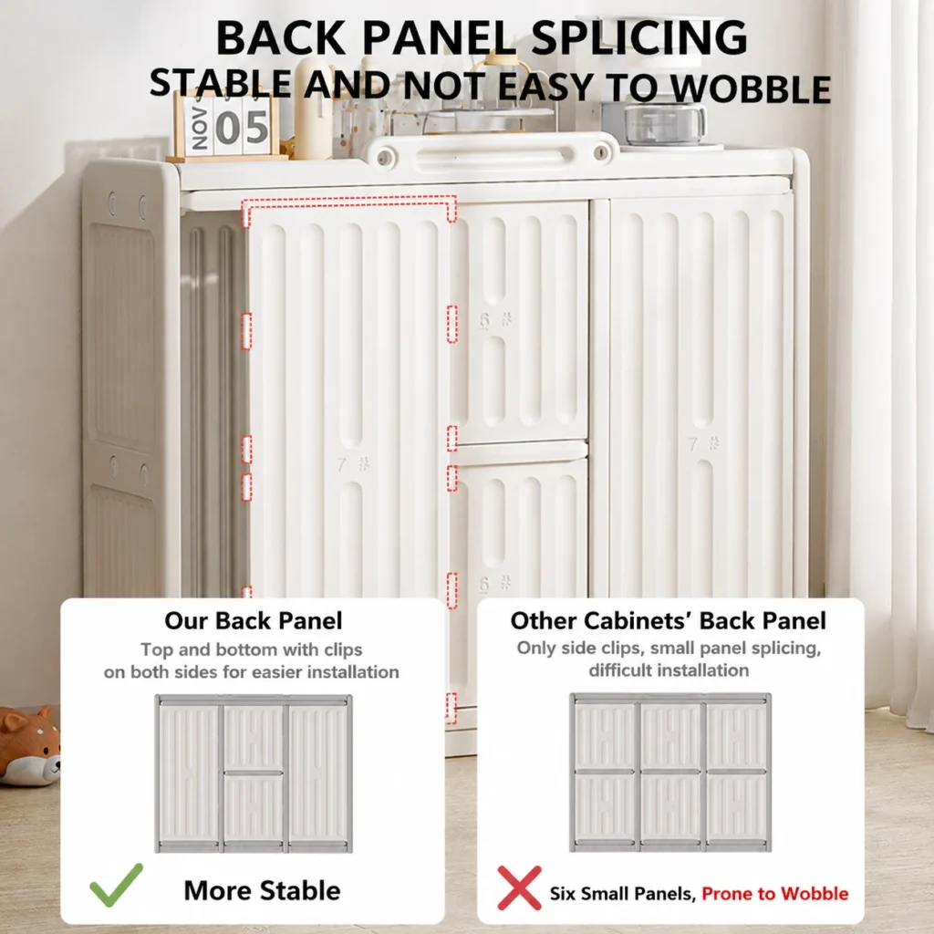 Stable children furniture wholesale verified by EN71 Test Report showcasing a secure back panel splicing design for heavy-load stability.