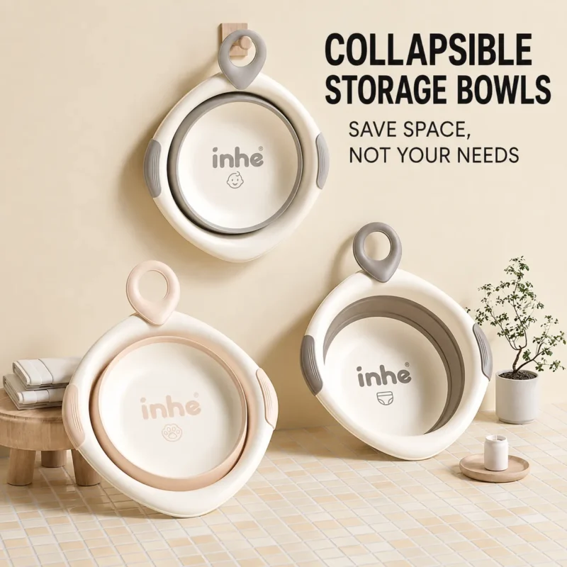 Multifunctional collapsible travel storage bowls and baby basins in modern minimalist colors from OEM kids washbasin manufacturer.