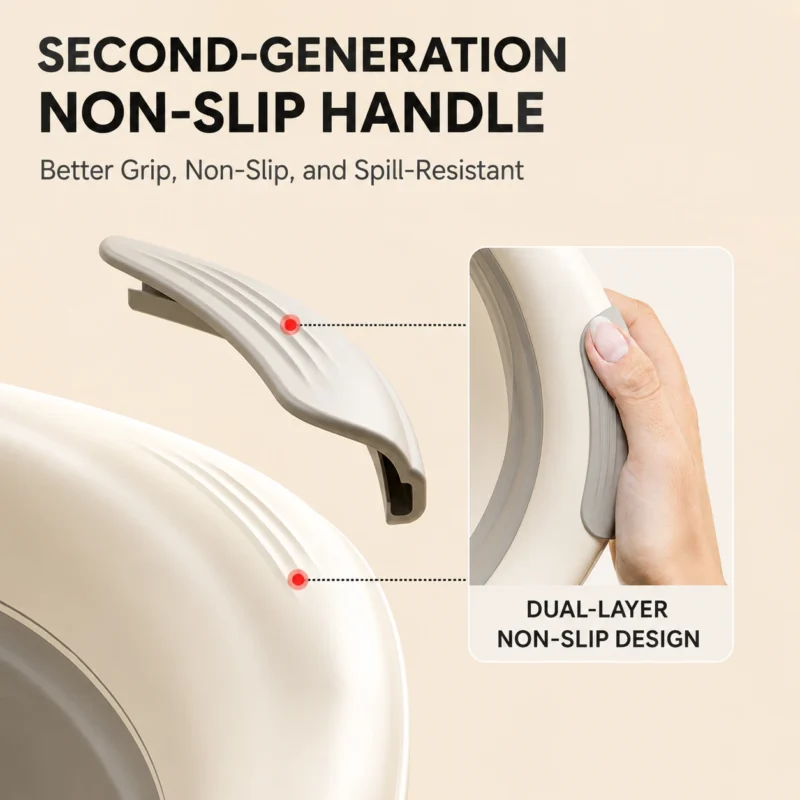 Second-generation non-slip handle and dual-layer non-slip design on a portable travel basin from toddler washbasin supplier.