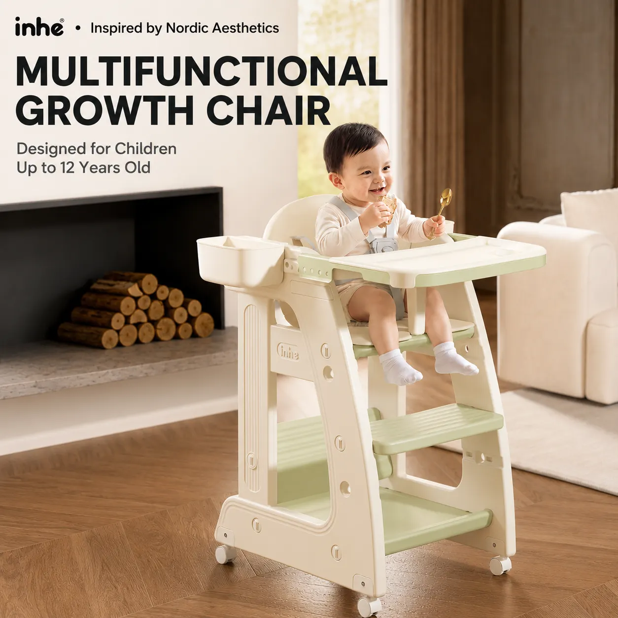 Minimalist kids athena series growth chair compliant with CPC Certificate requirements showing an adjustable height framework.