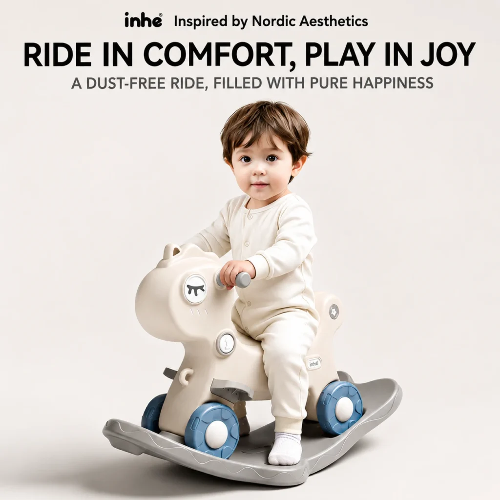 Premium toddler ride-on toys compliant with CE Certificate guidelines featuring a minimalist Scandinavian aesthetics design.