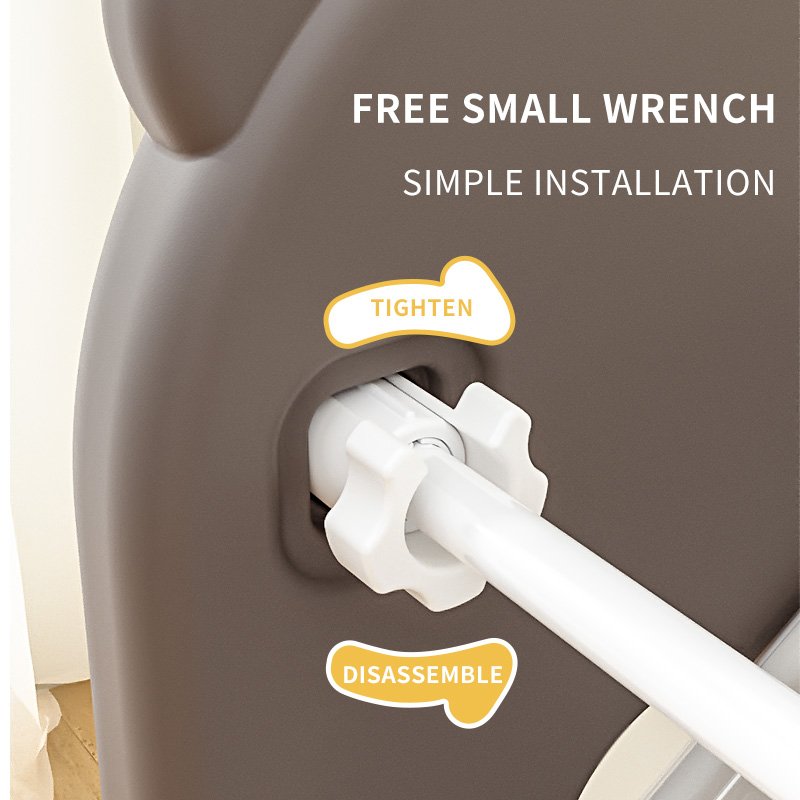 Flexible modular children storage cabinet showcasing a tool-free quick assembly system with smooth connection joints and plastic wrench.