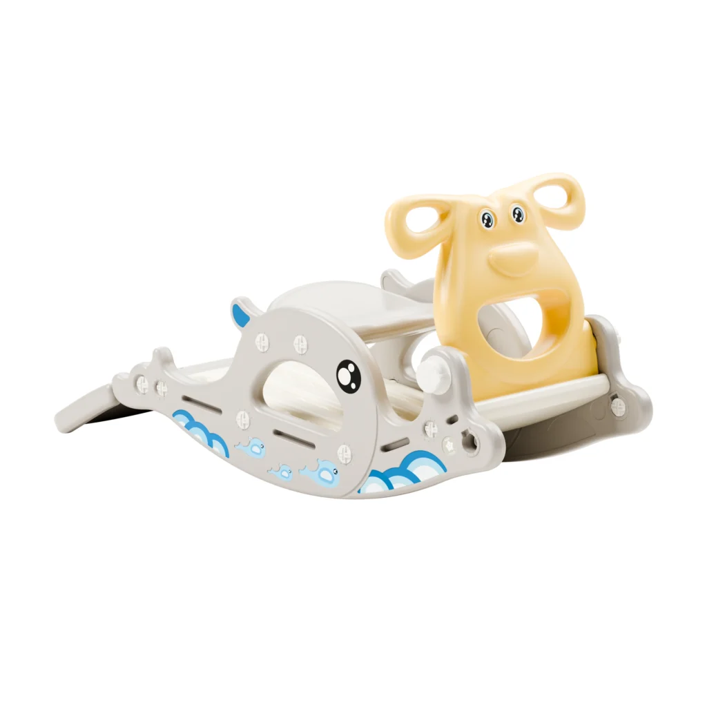 Minimalist kids big-mouthed dog series rocking horse slide compliant with CPC Certificate guidelines featuring an integrated multi-functional toddler playground framework.