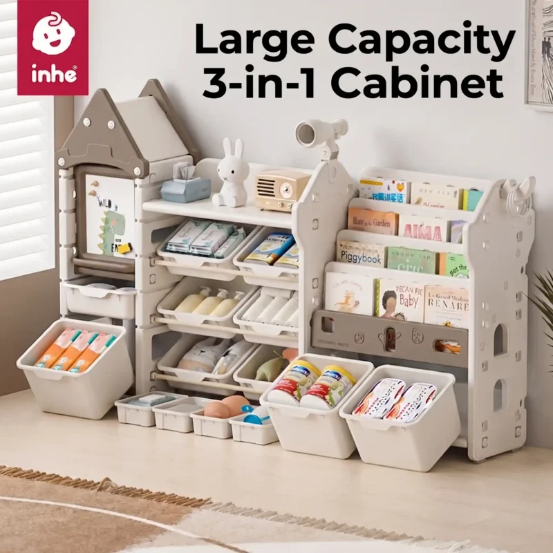 Minimalist kids brown castle theme storage cabinet compliant with 3C Certificate requirements from wholesale children furniture supplier.
