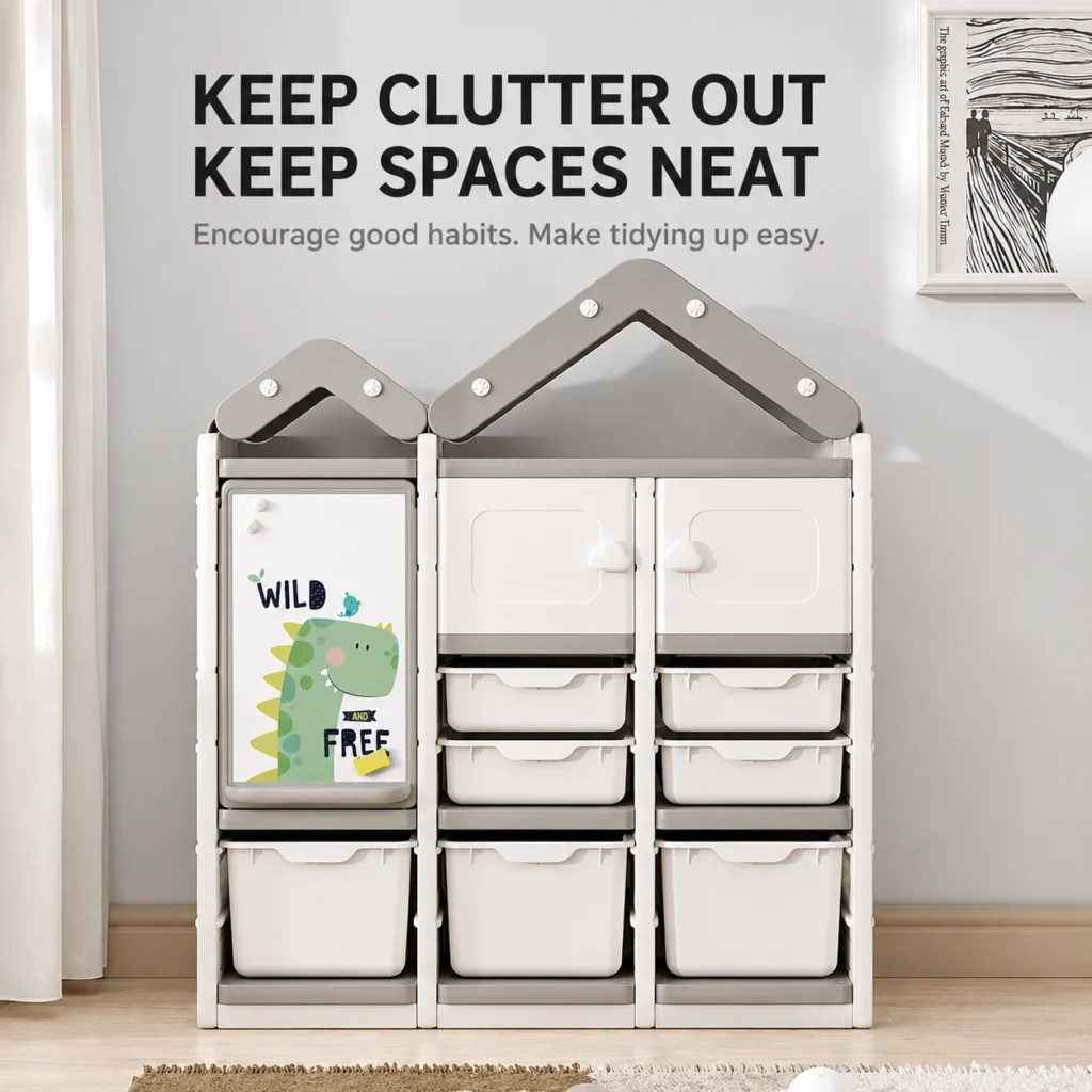Minimalist kids cabin theme storage cabinet verified by EN71 Test Report from wholesale children furniture manufacturer.