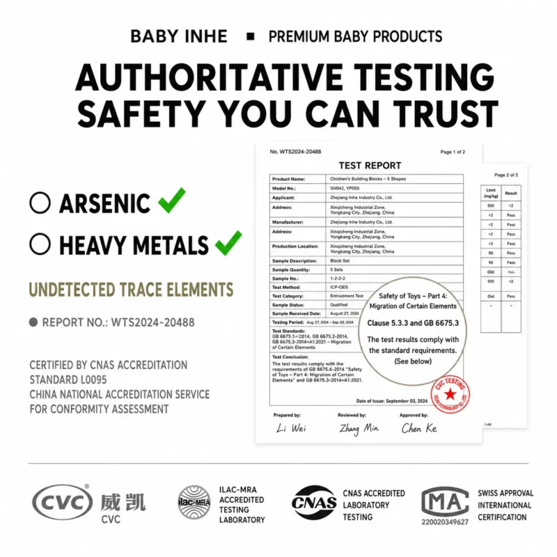 Custom eco-friendly kids wardrobe verified by ASTM+CCPIA Testing Report ensuring a non-toxic heavy-metal-free material.