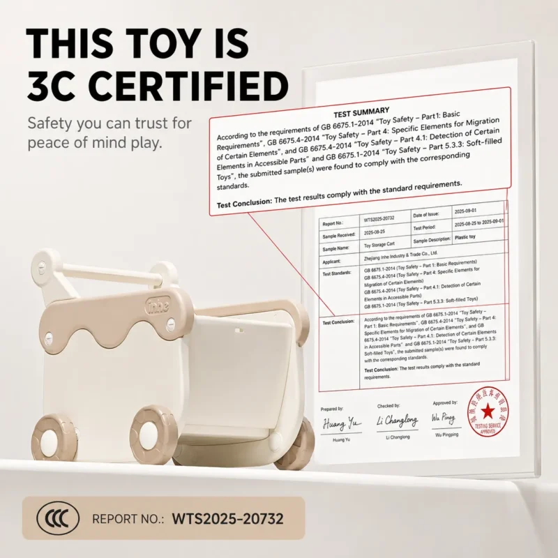 Premium preschool kids toys verified by 3C Certificate guidelines to ensure a non-toxic formaldehyde-free structural safety.
