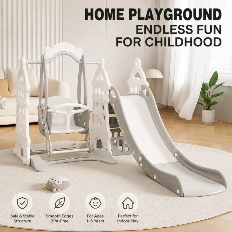 Premium indoor toddler slide OEM and castle theme home playground for kids aged 1-6 from China factory low MOQ.
