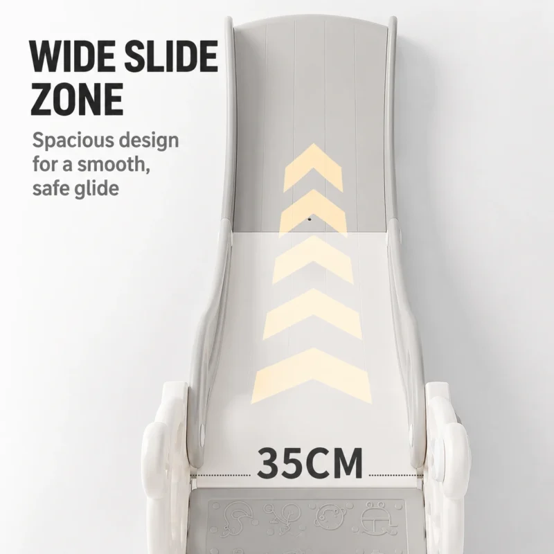 Wholesale kids indoor slide with a 35cm wide slide zone and spacious seating area for smooth and safe gliding.